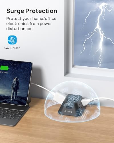 Ultimate Desk Clamp Power Strip: 5 AC Outlets & 3 USB Fast Charging Ports, Mountable Surge Protector for Home Office & Gaming, Fits 1.97″ Thick Table Edges, 6 FT Flexible Extension Cord, Enhance Productivity & Organize Your Workspace