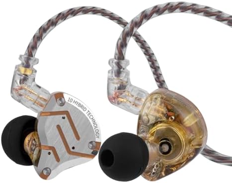 Linsoul KZ ZS10 Pro Hybrid IEM Earbuds – 4 BA + 1 DD High-Fidelity Wired In-Ear Monitors with Stainless Steel Faceplate and Detachable Cable, Ideal for Musicians and Gamers with Built-in Mic, Unmatched Sound Clarity and Versatile Compatibility