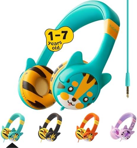 Kidrox Safe Sound Wired Toddler Headphones – Volume-Limited 85 d B Child-Friendly Headset for Ages 1-7 | Lightweight, Durable Design Perfect for Travel on Airplanes and Cars | Comfortable Fit for Tablets, i Pads, and More – Ensuring Safe Listening and Ultimate Entertainment Enjoyment