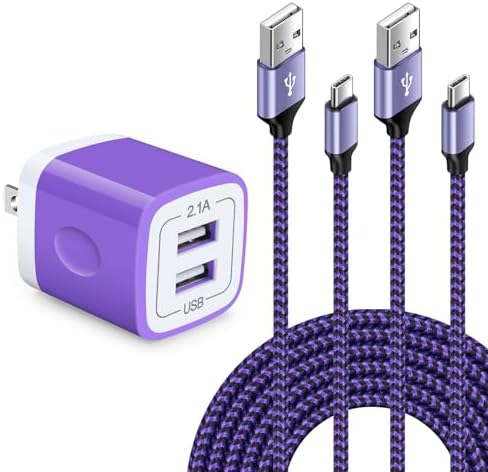 Ultimate Fast Charging USB Wall Charger Block with Dual Ports & 3 Pack 6 ft Type C Cables – Ideal for Samsung Galaxy S24/S23/S22/S21, i Phone 16/15, Google Pixel 9/8 Pro – Enhanced Compatibility & Speed for All Your Devices