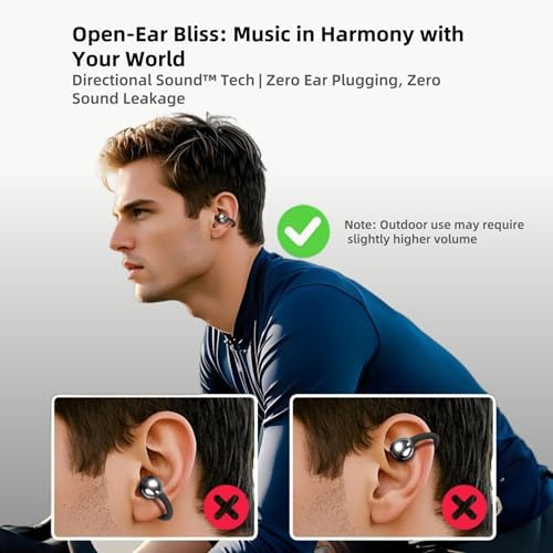 M97 Featherlight Open Ear Bluetooth 5.3 Clip-On Earbuds – Superior Waterproof Headphones with 50-Hour Battery, Immersive Deep Bass, and Quick Charge – Perfect for Running, Gym, and Active Lifestyles in Trendy Purple