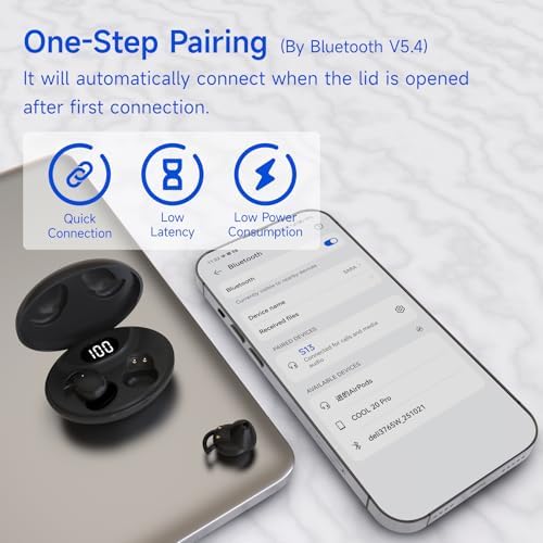 Revolutionize Your Rest with IFECCO Invisible Bluetooth Sleep Earbuds – Ergonomically Designed Wireless Headphones for Side Sleepers, IPX6 Waterproof for Versatile Use, Exceptional Noise-Cancellation for Deep Relaxation, Compatible with Multiple Devices (Black)