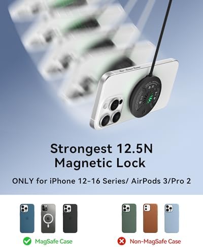 INIU Qi2 Certified Magnetic Wireless Charging Pad with Cooling Fan – 15 W Fast Charger for i Phone 16/15/14/13/12 Series & Air Pods – Sleek Design with Adapter Included for Ultimate Convenience and Efficiency