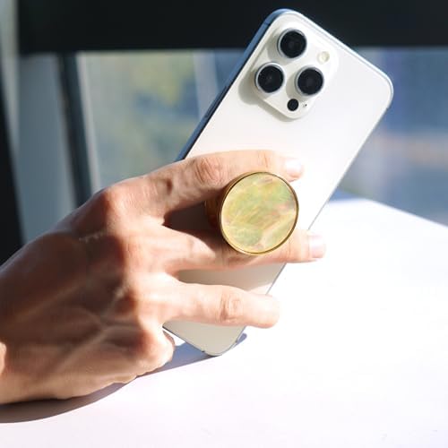 Chic Natural Abalone Shell Foldable Phone Grip – Magnetic Handle for Secure Smartphone & Tablet Handling, Stylish Accessory for Enhanced Portability and Aesthetic Appeal