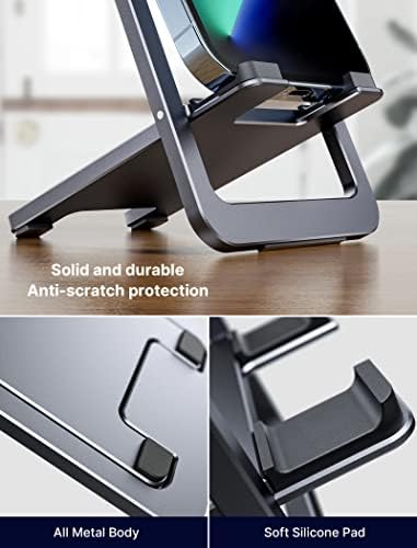 JSAUX Cell Phone Stand [2-Pack] Foldable Aluminum Adjustable Phone Holder for Desk Portable Travel Holder Office Desk Accessories Compatible with iPhone 15 14 13 12 11 Pro Max X Samsung S24 S23 Grey – Enhanced Compatibility and Speed