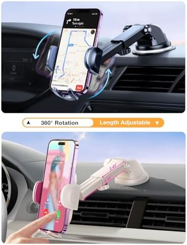 TORRAS 2 Pack Versatile Car Phone Holders – Ultimate Dashboard, Vent & Windshield Mounts for i Phone/Pro Max – Secure Snug-Hold Clamps for Effortless Hands-Free Navigation – Instant Tool-Free Installation, Adjustable Viewing Angles, Durable Design Tailored for Daily Use and Enhanced Driving Safety