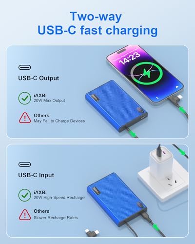 Ultra-Slim 10000 m Ah Magnetic Portable Charger for i Phone 15/14/13/12 Pro Max – Lightning-Fast USB-C PD 20 W Power Bank in Stylish Blue – The Ultimate On-the-Go Charging Solution for Maximum Compatibility and Convenience