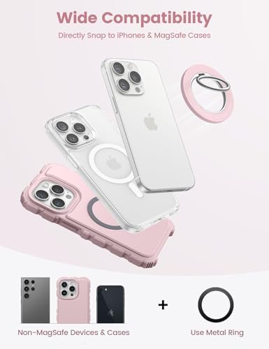 Lamicall 360° Rotatable Magnetic Phone Ring Holder for Mag Safe – Lightweight Grip & Kickstand Compatible with i Phone 12/13/14/15/16 Series, Misty Black – Enhanced Magnetic Strength and Flexibility for Secure One-Handed Use and Wireless Charging Convenience