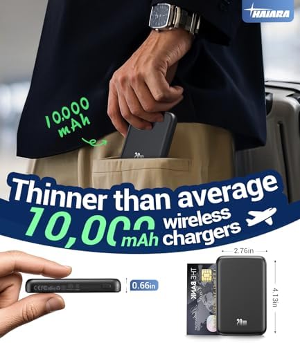 Magnetic Slim Power Bank for i Phone – 10,000 m Ah Ultra-Thin Wireless Charger with 20 W Fast Charging – Lightweight and Compact Design for Travel & Outdoor Use – Enhanced Compatibility with i Phone 16/15/14/13/12 Series – Reliable Safety Features with Dual LED Indicators – Perfect for Active Lifestyles and Daily Carry – Snap-On Convenience for Hassle-Free Charging