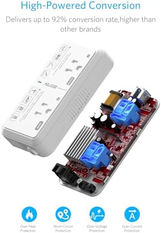 Universal Travel Voltage Converter with Dual USB Ports – 2000 W Adapter for Hair Dryers & Curling Irons – EU/UK/AUS Plug Compatibility for Hassle-Free Global Travel – Compact and Durable Design for On-the-Go Charging