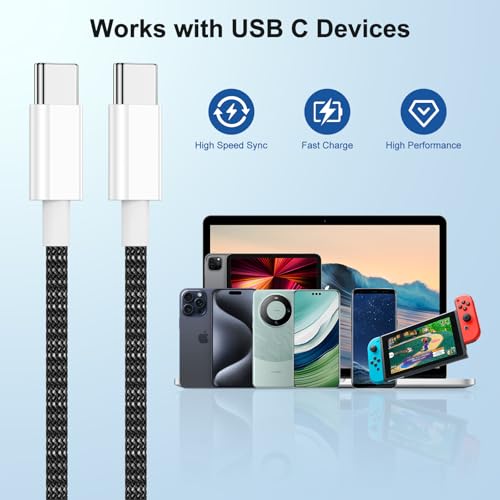 USB C to C Charging Cable 10ft, 60W Fast Type C to C Charger Cord Long for Apple iPhone 15 Pro Max/16 Pro/15 Plus/15 Pro, MacBook Pro 2021/2020/2019/2018,iPad 12.9/11 inch/Mini/Air 5/4,Samsung-Red – Enhanced Compatibility and Speed