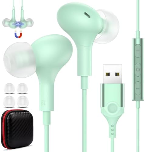 Lightweight USB Noise-Canceling Headset with Microphone for PCs and Laptops – 7.5 Ft Wired Earbuds Featuring In-Line Volume Control for Seamless Zoom Meetings and Online Learning, Optimized for Dell & HP – Superior Comfort and Crystal-Clear Audio for Extended Use
