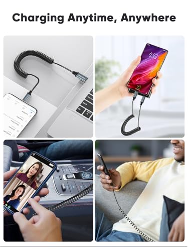 CableCreation Coiled USB C to USB C Cable 2Pack, Charger Cable for Carplay & Android Auto Compatible with iPhone 16, 15, Samsung Galaxy S24 / S23, Google Pixel, Tablet – Enhanced Compatibility and Speed