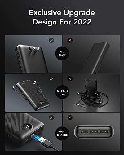 VRURC 20000 m Ah Pink Portable Charger – Fast Charging Power Bank with Built-in Wall Plug & Cables, LED Display, 4 Outputs & Dual Inputs for Effortless Travel Charging Solutions, Ideal for Busy Lifestyles and Enhanced Device Compatibility