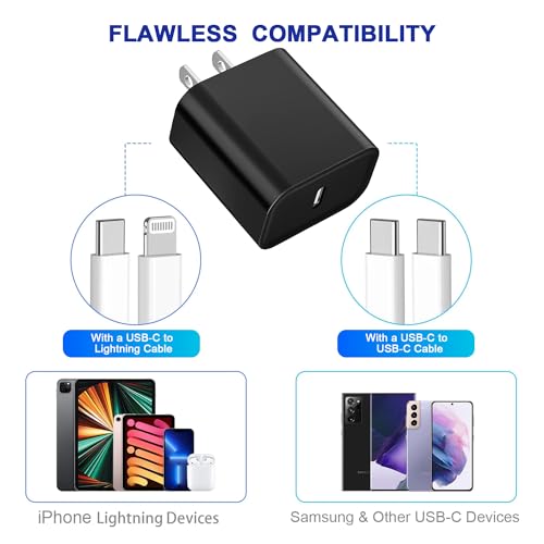 Ultimate 3-Pack USB-C Fast Charger for i Phone 16/15 – 20 W Power Delivery Quick Charge Adapter for i Pad Pro, Air Pods & More – Compact, Reliable & Safe Charging Solution for Home, Office, and Travel
