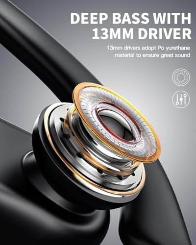 EUQQ 120-Hour Ultra-Durable Waterproof Bluetooth Earbuds – Ergonomic Over-Ear Sports Headphones with Advanced Bluetooth 5.3 for Seamless Connectivity, LED Battery Indicator, and Superior Noise Isolation for Active Lifestyles