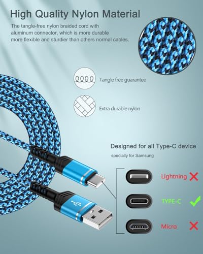 [6FT 5-Pack]USB A to USB C Cable, 60W USB Type C Fast Charging Cord, USB C Cable Compatible with iPhone 16e/16Pro/15/15Pro, Galaxy S24 Ultra, S24+, S23, Z Fold6, Google Pixel 9 Pro XL/9 Pro/9, Switch – Enhanced Compatibility and Speed