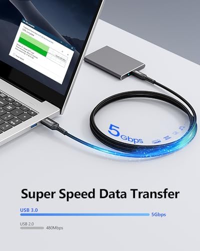 SUNGUY USB C Android Auto Cable 1FT[5Pack], 10Gbps USB C 3.1 Gen2 USB A to USB C Data Transfer Cable, 3A Fast Charging USB Type C Cord for iPhone 16 15 Pro/Pro Max/Plus, Samsung Galaxy S24, Pixel – Enhanced Compatibility and Speed