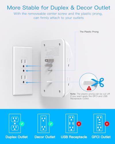 HANYCONY Versatile Black Outlet Extender with USB-C and Night Light – 4-Port Surge Protector Power Strip for Fast Charging in Home, Office, and Dorm Settings – Maximize Device Compatibility and Safety