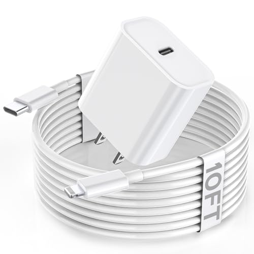 Experience Unmatched Speed with the 20 W Apple Fast Charger & 10 FT Lightning Cable – Ultra-Long Cord for Optimal Convenience and Rapid Charging for i Phone 14/13/12/11/X/XR/SE & i Pad – Enhanced Compatibility for All Your Devices – Perfect Travel Companion!