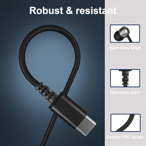 Premium USB C Noise-Cancelling Earbuds with Microphone – High-Fidelity In-Ear Headphones for Samsung Galaxy S24/S23/S22 Ultra, Google Pixel, i Pad Pro, and More – Ergonomic, Tangle-Free Design for Uninterrupted Audio Experience and Enhanced Compatibility