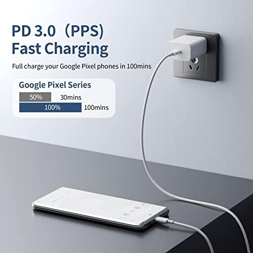 Rapid Charge 30 W USB-C Power Adapter for Google Pixel Devices & i Phone – PD 3.0 Fast Charging with 3 FT Cable – Versatile High-Speed Wall Charger for Pixel 9 Pro, Fold 8, and More – Compact, Durable, and Travel-Friendly Charger for Ultimate Device Compatibility
