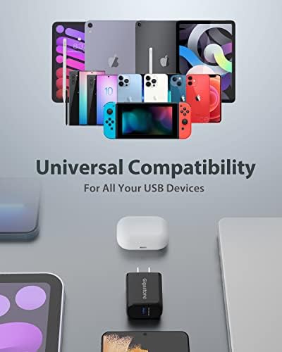 Gigastone 18 W Quick Charge 3.0 USB Charger 4-Pack – Ultra-Fast Qualcomm Certified Wall Adapter Compatible with i Phone, Samsung Galaxy, LG, HTC, Nexus & Qi Wireless Devices – Compact & Reliable Power Solution for Home & Travel