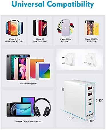 Ultimate 100 W 4-Port Fast PD Charger – Versatile Type C Wall Adapter for i Phone 12/12 Pro Max, i Pad, Mac Book, Samsung & More – Travel-Friendly Design with Foldable Plug for Rapid Multi-Device Charging and Enhanced Safety Features