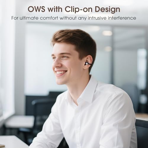 Lightweight Clip-On Bluetooth Earbuds with 50-Hour Battery Life – Waterproof Open-Ear Headphones for Sports and Workouts, Perfectly Designed for Glasses Wearers with Anti-Drop Technology and Seamless Connectivity