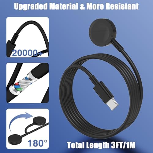 USB-C Magnetic Charger for Apple Watch – Fast Charging Cable Compatible with Ultra, Series 9-1 – 3.3 FT (1.1 M) Black – Enhanced Power Delivery & Secure Connection for All Models