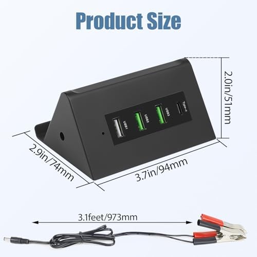 Le Motech Ultra-Fast Multi-Port USB Power Adapter – Compact 12 V/24 V to 5 V DC Converter for i Phone, Android, and Tablets – Versatile Charging Station for Travel and Outdoor Use – Reliable Power Solution with Four USB Ports for Quick Device Charging