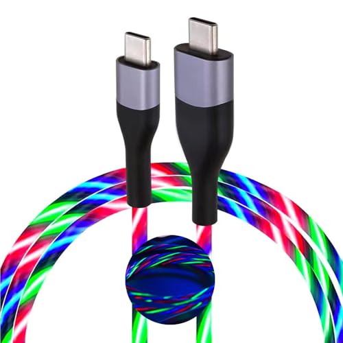 Revolutionary 6 ft Smart Touch-Control RGB LED USB C to C Cable – Rapid 3 A Fast Charging TPE Charger for Phones, Tablets & Laptops – Durable Design with Eye-Catching Flowing Light for Ultimate Style and Functionality