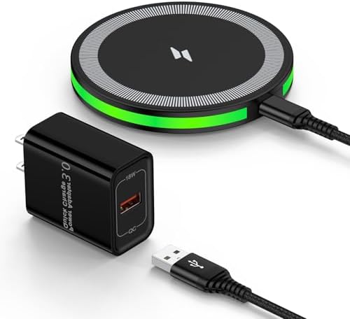Samsung Galaxy S25 Ultra Fast Wireless Charging Pad – 15 W Qi Charger with QC3.0 Adapter for Galaxy S Series, Google Pixel & More – Slim, Anti-Slip Design for Home or Travel – Safe, Sleep-Friendly Charging with LED Indicator – High-Speed Power for All Qi-Compatible Devices
