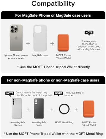 MOFT Phone Stand, Magnetic Phone Tripod Stand Stain-Resistant MOVAS Leather & Angle Adjustment & Strong Magnets Tripod for iPhone 16/15/14/13/12 (Included Metal Ring)-Misty Cove – Enhanced Compatibility and Speed