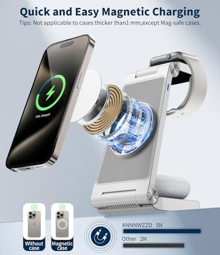 Revolutionize Your Charging Routine with the 3-in-1 Magnetic Wireless Mag-Safe Charging Station for i Phone 16, 15, 14, 13, 12 Pro Max Plus, Apple Watch, and Air Pods Pro – Fast Max Charging in a Compact, Stylish Black Design for Enhanced Efficiency and Device Organization