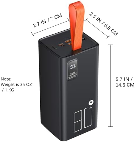 Ultimate 80000 m Ah Power Bank – Fast Charging Portable Charger with 30 W PD & QC 3.0, 5 Outputs & 2 Inputs, Ideal for Outdoor Adventures, Travel & Office Use – LED Display for Real-Time Battery Monitoring and Enhanced Device Compatibility