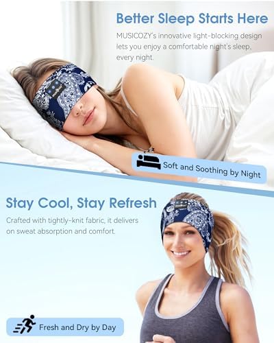 MUSICOZY Bluetooth 5.4 Sleep Headband – Ultra-Thin Stereo Earbuds for Uninterrupted Comfort and Performance, Sweat-Resistant for Active Lifestyles & Serenity (White Red) – Elevate Your Audio Experience with Innovative Design and Superior Sound Quality