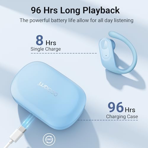 Unleash Your Workout Potential with Occiam Sport Wireless Earbuds – 96 Hours of Uninterrupted Playtime, Ergonomic Design for Ultimate Comfort, Exceptional Sound Quality, and Wide Compatibility – Perfect for Gym Sessions, Running, and Everyday Use – Striking Sky Blue Aesthetic