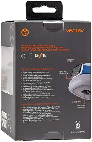 Ventev Wireless Charger Watchdock Duo – Dual 10 W Qi Fast Charging Dock for i Phone & Apple Watch – Sleek Light Gray Design with Enhanced Compatibility for Apple & Samsung Devices – Effortlessly Charge Two Devices Simultaneously in a Space-Saving Solution for Modern Homes and Offices