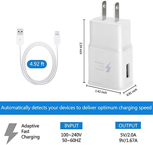 Rapid Charge Duo: Adaptive Fast Charging Kit with 5 ft USB Type C Cable – Compatible with Samsung Galaxy Series & Note Models – Reliable, Efficient Power Delivery for Home & Office Use – Enhance Device Longevity & Performance – 2 Pack Charger Block for Ultimate Convenience