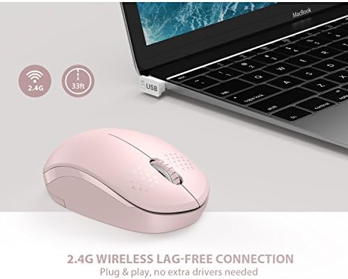 Light Blue Wireless Mouse – Ultra-Quiet 2.4 GHz Noiseless Computer Mouse with USB Receiver for Seamless Windows Experience – Portable, Ergonomic Design for Home, Office, or Travel