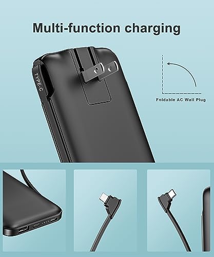 Dual 10000 m Ah Portable Power Bank Set with Built-In Cables and Fast Charging – Travel-Ready USB-C Charger for i Phone & Android Devices in Sleek White & Purple Design – Ultimate Compatibility for On-the-Go Power Solutions
