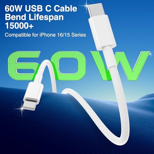 20 W PD Fast Charging USB-C Wall Charger for i Phone 16 – Includes 6 FT USB-C to C Cable, Compatible with i Phone 16/Pro/Pro Max/Plus, i Phone 15 Series, i Pad Pro, Air Pods – Ultra-Fast Charging and Protection Against Overheating – Ideal Home & Travel Accessory