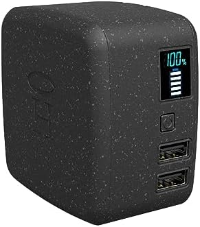 HALO Portable 10,000 m Ah Power Cube – Versatile Dual USB Car Charger Power Bank with Built-in Adapters for Effortless Charging – Sleek Black Design for Ultimate Portability and Fast Device Compatibility