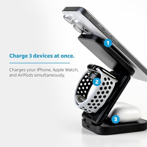 AT&T Professional Series 3-in-1 Magnetic Folding Charging Station – Ultimate Portable USB-C Power Hub for Multiple Device Compatibility, Enhanced Speed, and Safety Features for On-the-Go Professionals