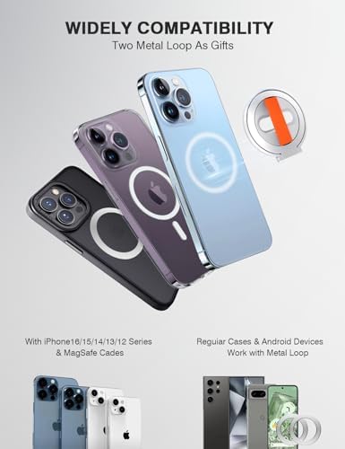 Revolutionary Grat 2 Magnetic Phone Grip Kickstand with Elastic Finger Strap – Ultimate Dual-Sided Magnet Ring for i Phone 16, 15, 14, 13, 12 Pro Max – Secure, Stylish, and Versatile Phone Accessory in Sleek Silver for Enhanced Usability and Hands-Free Experience