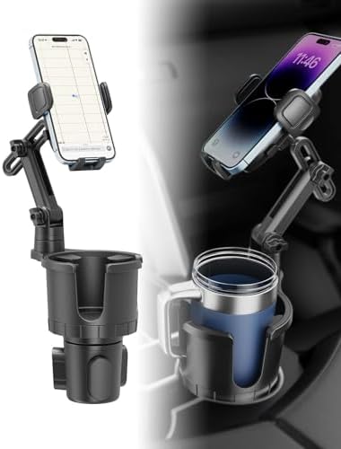 Revolutionary Cup Holder Phone Mount for Car – Versatile, Expandable Base Compatible with i Phone & Samsung – 360-Degree Rotating Design for Optimal Navigation & Music Control – Effortless One-Handed Accessibility – Upgrade Your Driving Experience with a Smart Docking Station – Durable Construction for Everyday Use and Reliability – Keep Your Smartphone Secure and Within Reach While Driving