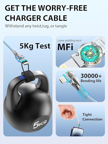 10 FT Right Angle Lightning to USB C Cable – MFi Certified Fast Charging & Data Sync Cord for i Phone 14/13/Pro/12/Max/11/X/XS/XR/8 – Durable Nylon Braided Design, Perfect for Gaming & Movie Watching – 480 Mbps Transfer Speed, Universal Compatibility with Apple Devices, 10000+ Bend Test Resistance, Safe Charging with No Warning Messages – Ideal for Mobile Gamers & Power Users