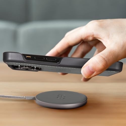 Dreem Empower Magnetic Wireless Charger Pad – High-Speed Mag Safe & Qi-Certified Charging Solution with Premium Vegan Leather Finish in Coffee – Effortless Device Alignment & Enhanced Overheat Protection for a Stylish, Tangle-Free Experience