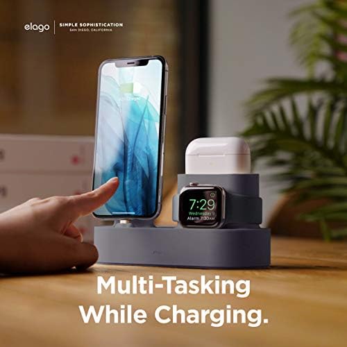 elago 3 in 1 Charging Station for Apple Devices – All-in-One Dock for i Phone, Apple Watch Series 10/9/8/7/6/5/4/3/2/1/SE, and Air Pods Pro/3/2/1 – Sleek, Space-Saving Design with Enhanced Speed and Compatibility (Original Cables Required) – Perfect for Home or Office Use